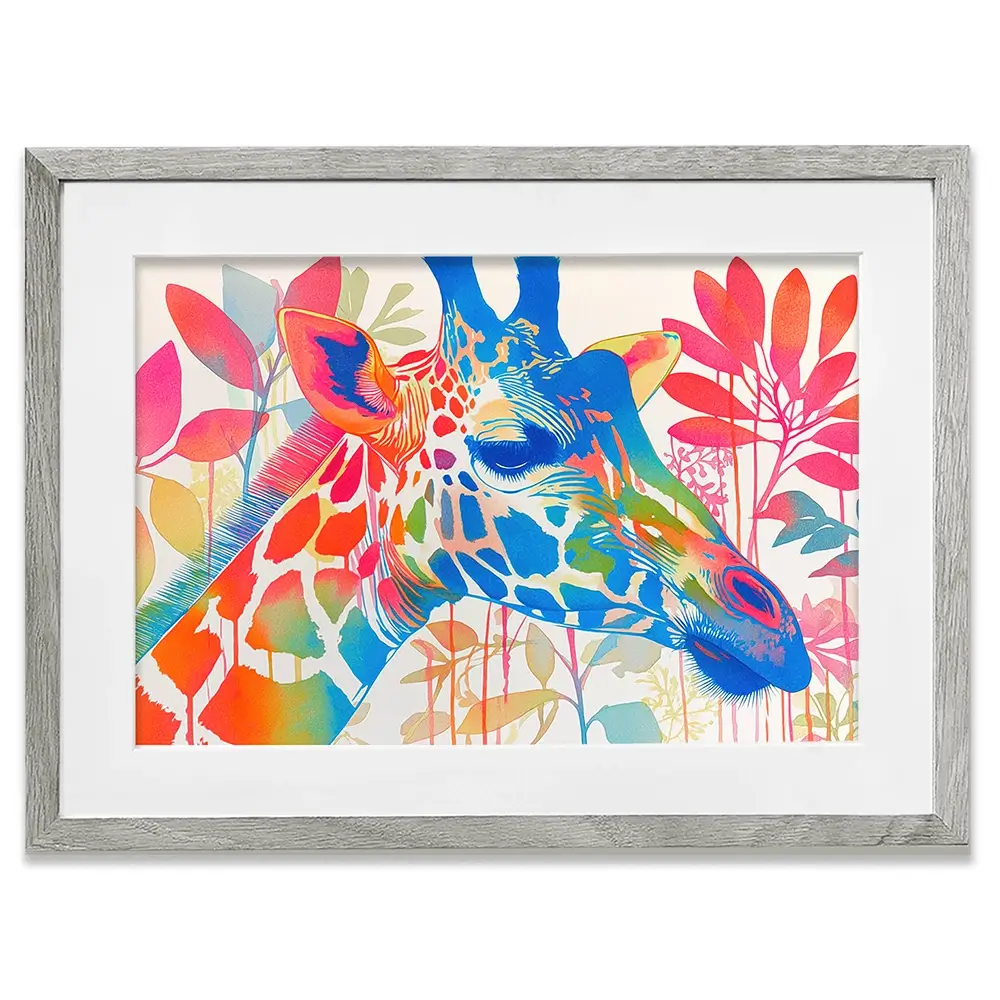 Giraffe In Bloom Framed Art Print Giraffe In Bloom Framed Art Print wall art product Chromatic Storm Studio