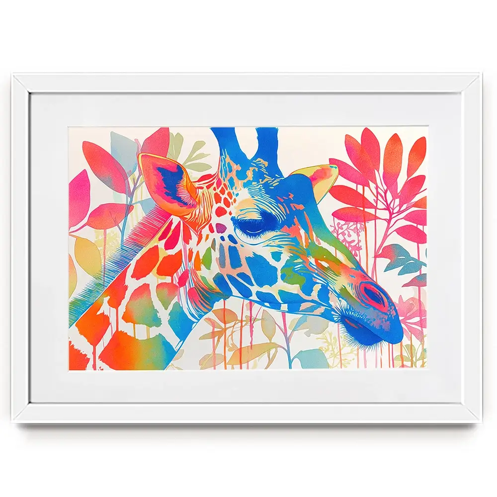 Giraffe In Bloom Framed Art Print Giraffe In Bloom Framed Art Print wall art product Chromatic Storm Studio