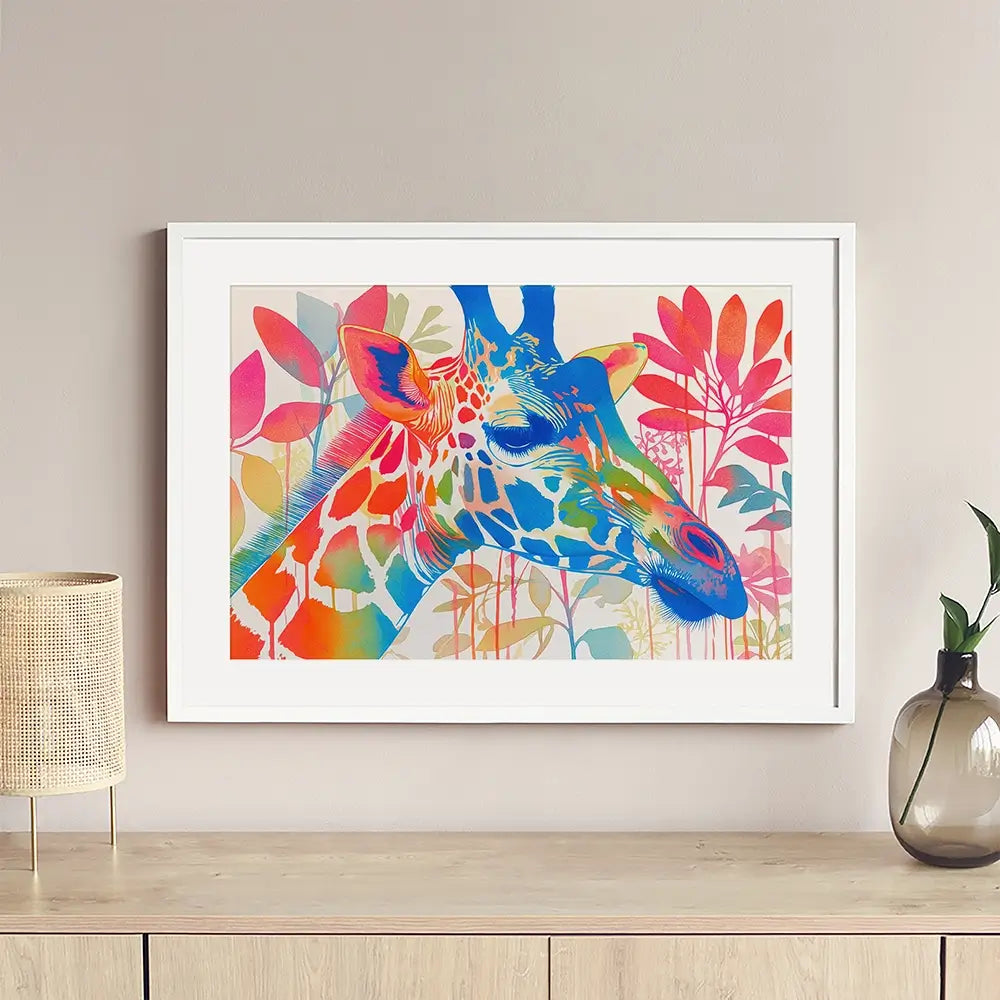 Giraffe In Bloom Framed Art Print Giraffe In Bloom Framed Art Print wall art product Chromatic Storm Studio