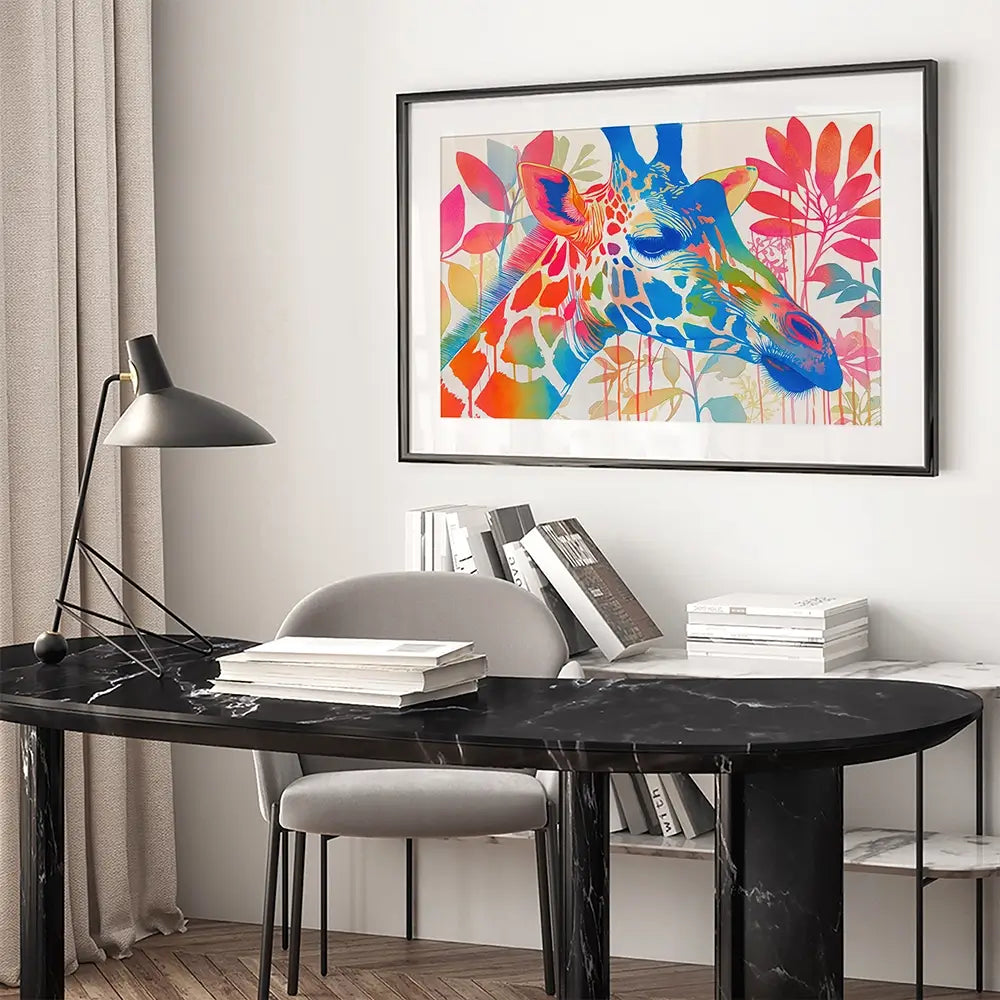 Giraffe In Bloom Framed Art Print Giraffe In Bloom Framed Art Print wall art product Chromatic Storm Studio