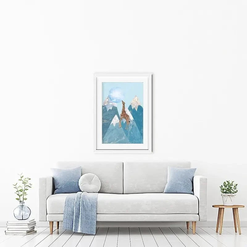 Giraffe On A Mountain Framed Art Print Giraffe On A Mountain Framed Art Print wall art product Sarah Manovski