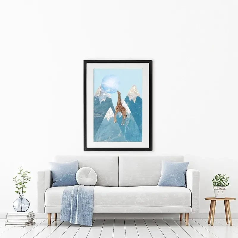 Giraffe On A Mountain Framed Art Print Giraffe On A Mountain Framed Art Print wall art product Sarah Manovski