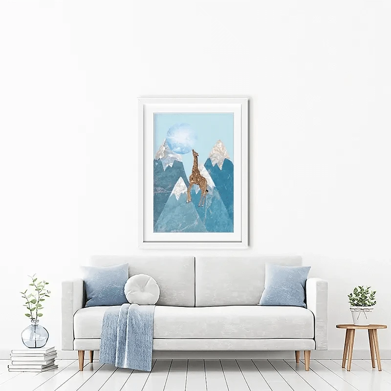 Giraffe On A Mountain Framed Art Print Giraffe On A Mountain Framed Art Print wall art product Sarah Manovski