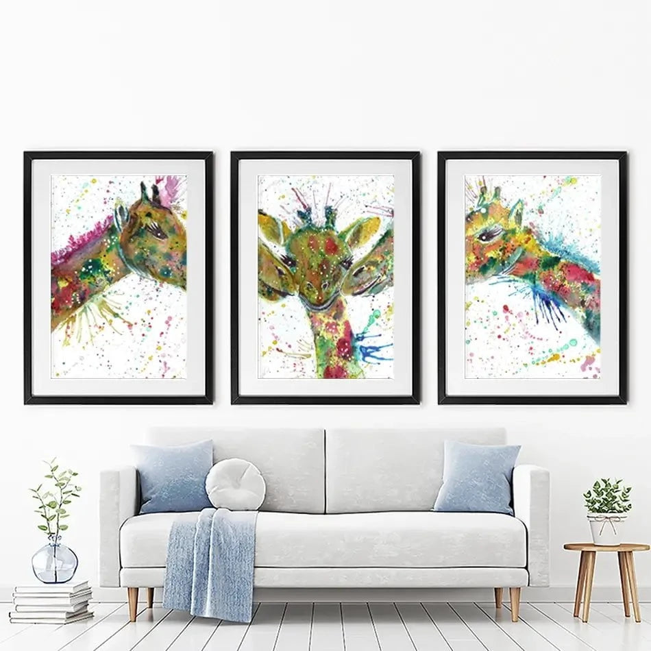 Giraffes Together Framed Art Print Trio Giraffes Together Framed Art Print Trio wall art product Jamie Taylor