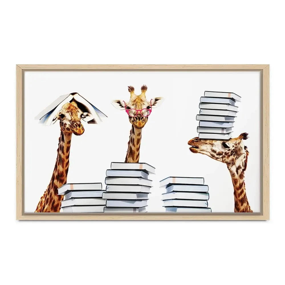 Giraffes With Books Canvas Print Giraffes With Books Canvas Print wall art product Sergey Novikov / Shutterstock