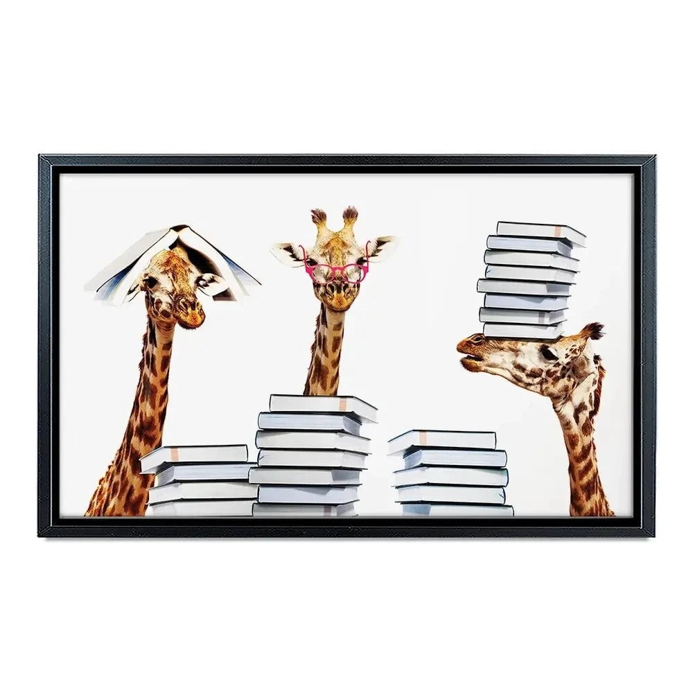 Giraffes With Books Canvas Print Giraffes With Books Canvas Print wall art product Sergey Novikov / Shutterstock