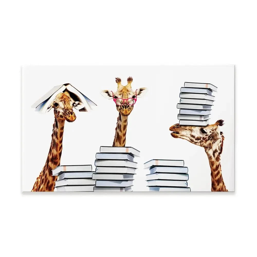 Giraffes With Books Canvas Print Giraffes With Books Canvas Print wall art product Sergey Novikov / Shutterstock