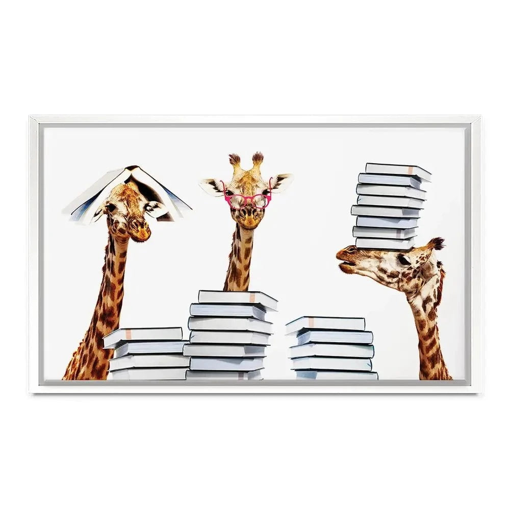 Giraffes With Books Canvas Print Giraffes With Books Canvas Print wall art product Sergey Novikov / Shutterstock