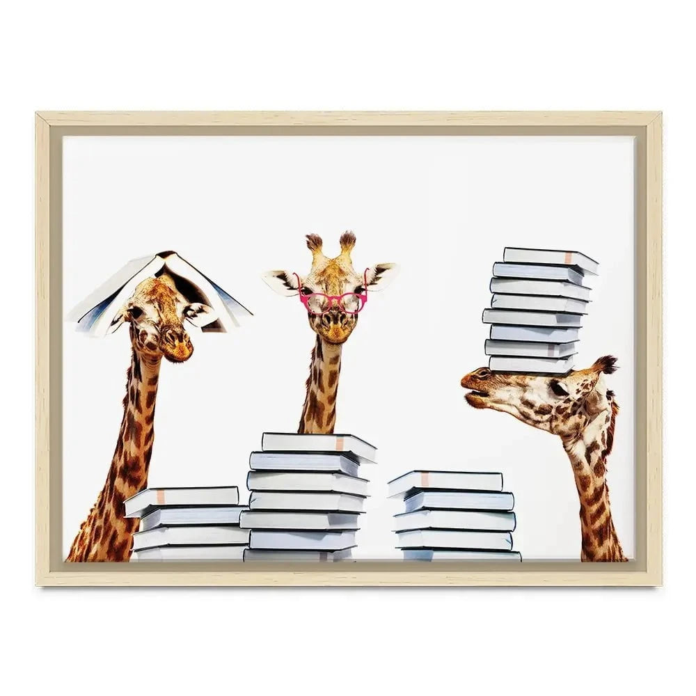 Giraffes With Books Canvas Print Giraffes With Books Canvas Print wall art product Sergey Novikov / Shutterstock