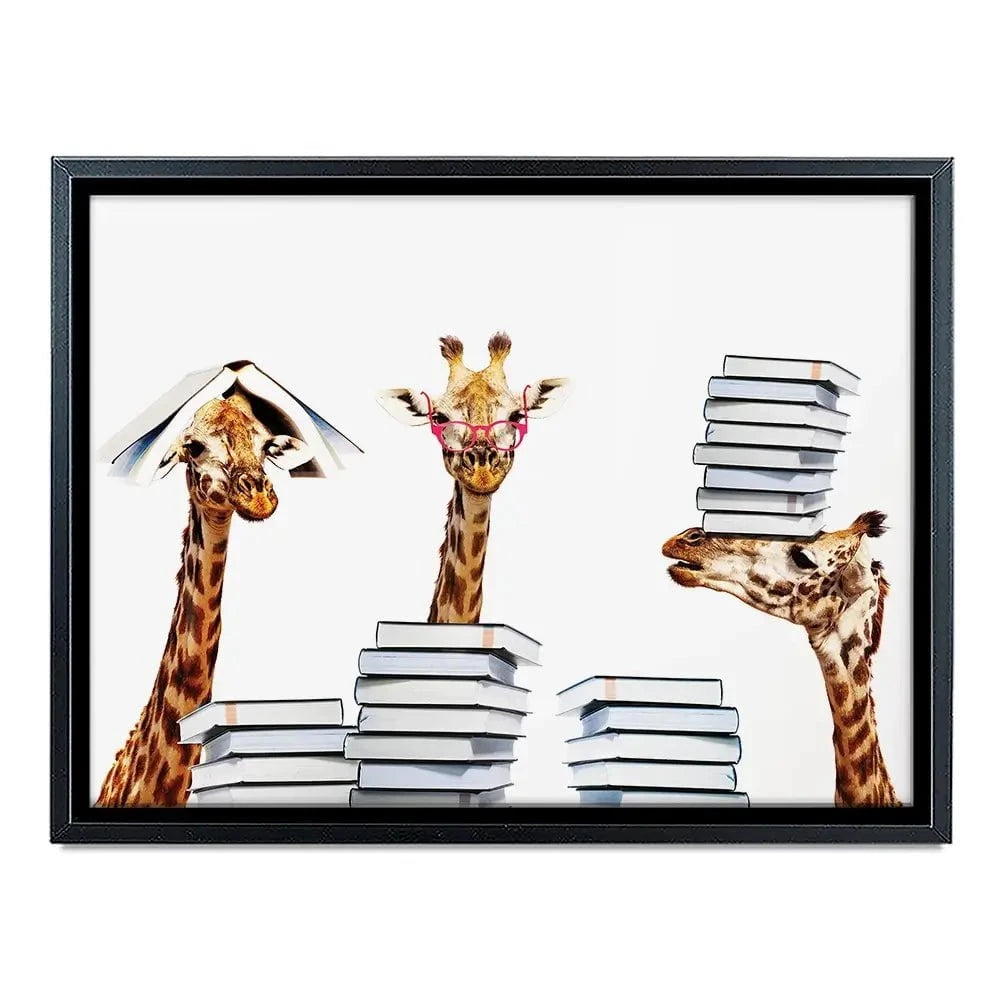 Giraffes With Books Canvas Print Giraffes With Books Canvas Print wall art product Sergey Novikov / Shutterstock