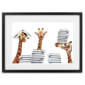 Giraffes With Books Framed Art Print Giraffes With Books Framed Art Print wall art product Sergey Novikov / Shutterstock