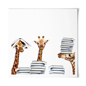 Giraffes With Books Square Art Print Giraffes With Books Square Art Print wall art product Sergey Novikov / Shutterstock