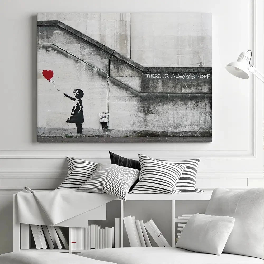 Girl And Heart Balloon Canvas Print Girl And Heart Balloon Canvas Print | Girl And Heart Balloon Canvas wall art product Banksy