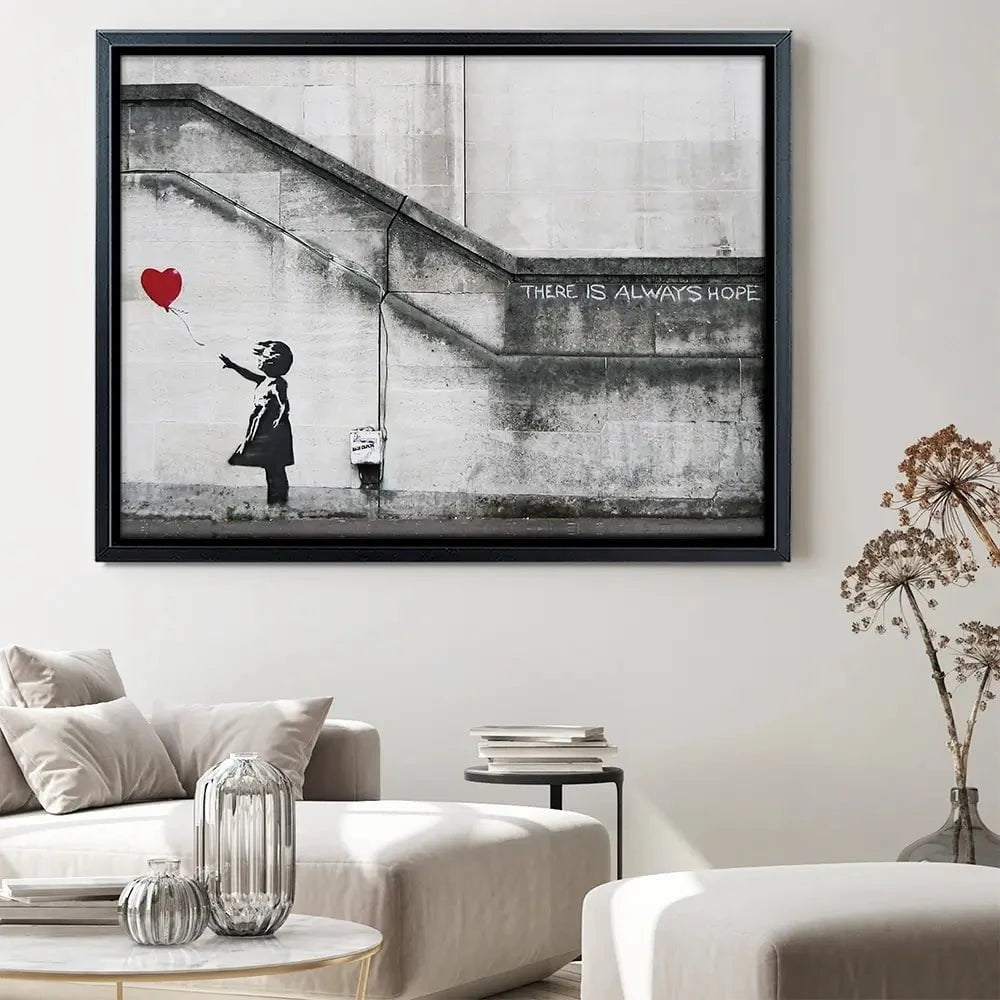 Girl And Heart Balloon Canvas Print Girl And Heart Balloon Canvas Print | Girl And Heart Balloon Canvas wall art product Banksy