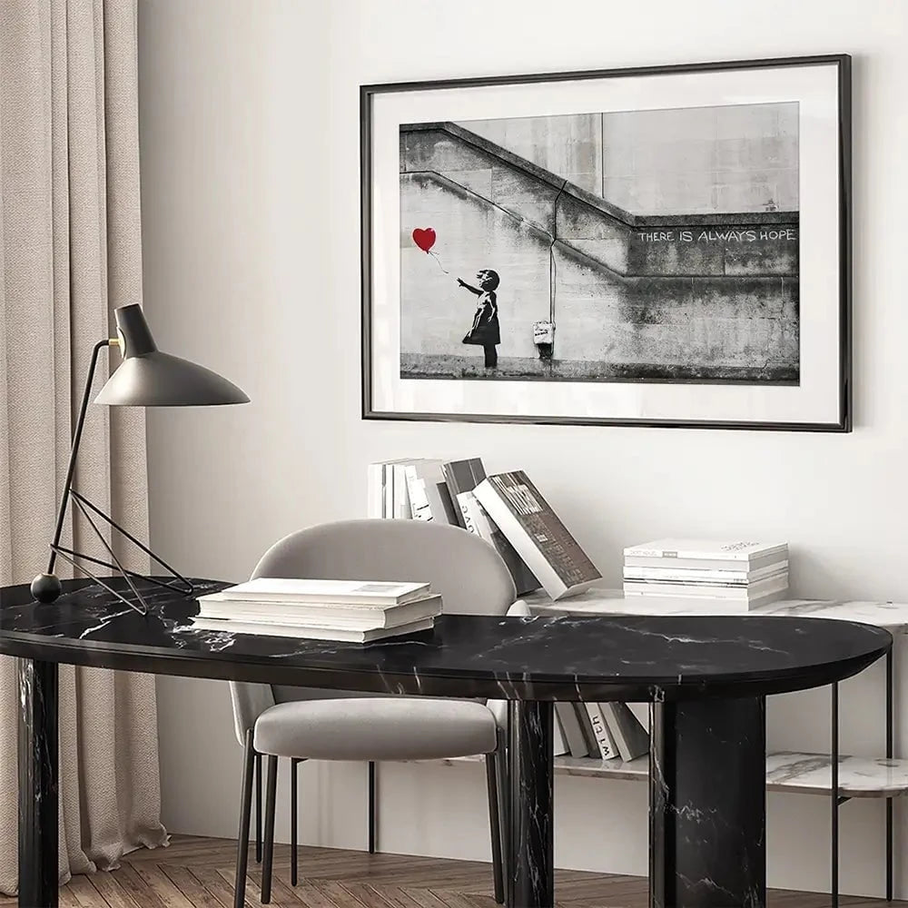 Girl And Heart Balloon Framed Art Print Girl And Heart Balloon Framed Art Print | Girl And Heart Balloon Art wall art product Banksy