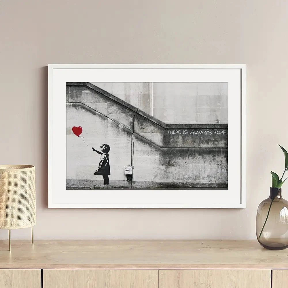 Girl And Heart Balloon Framed Art Print Girl And Heart Balloon Framed Art Print | Girl And Heart Balloon Art wall art product Banksy