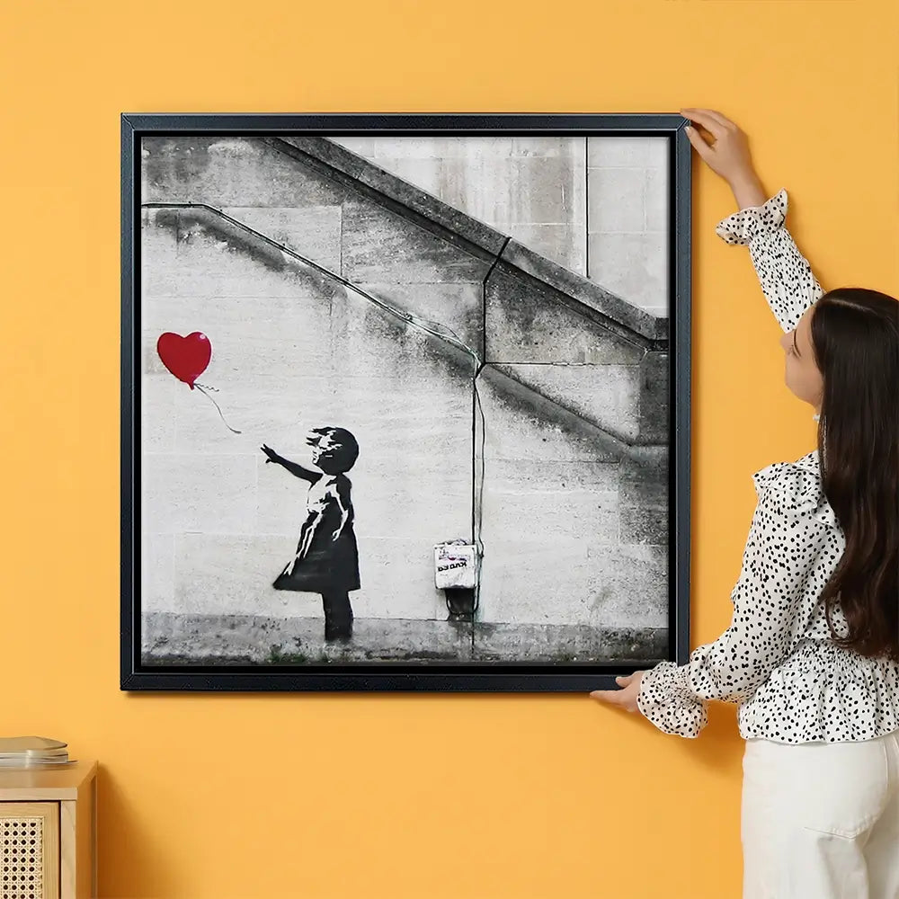 Girl And Heart Balloon Oversized Canvas Print Girl And Heart Balloon Oversized Canvas Print wall art product Art Print Shop