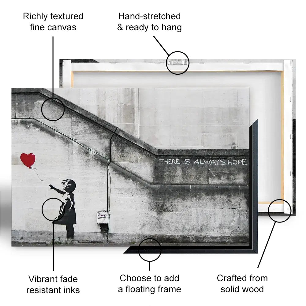 Girl And Heart Balloon Oversized Canvas Print Girl And Heart Balloon Oversized Canvas Print wall art product Banksy