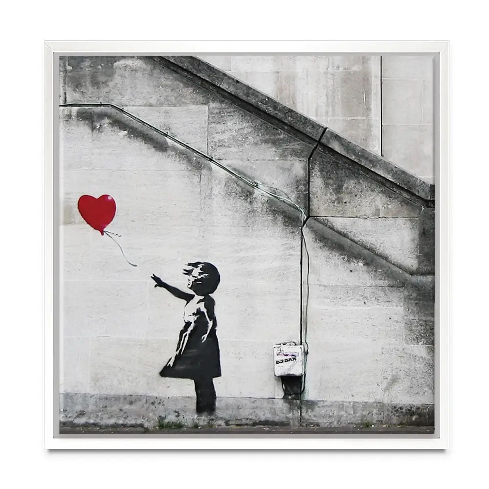 Girl And Heart Balloon Square Canvas Print Girl And Heart Balloon Square Canvas Print wall art product Banksy