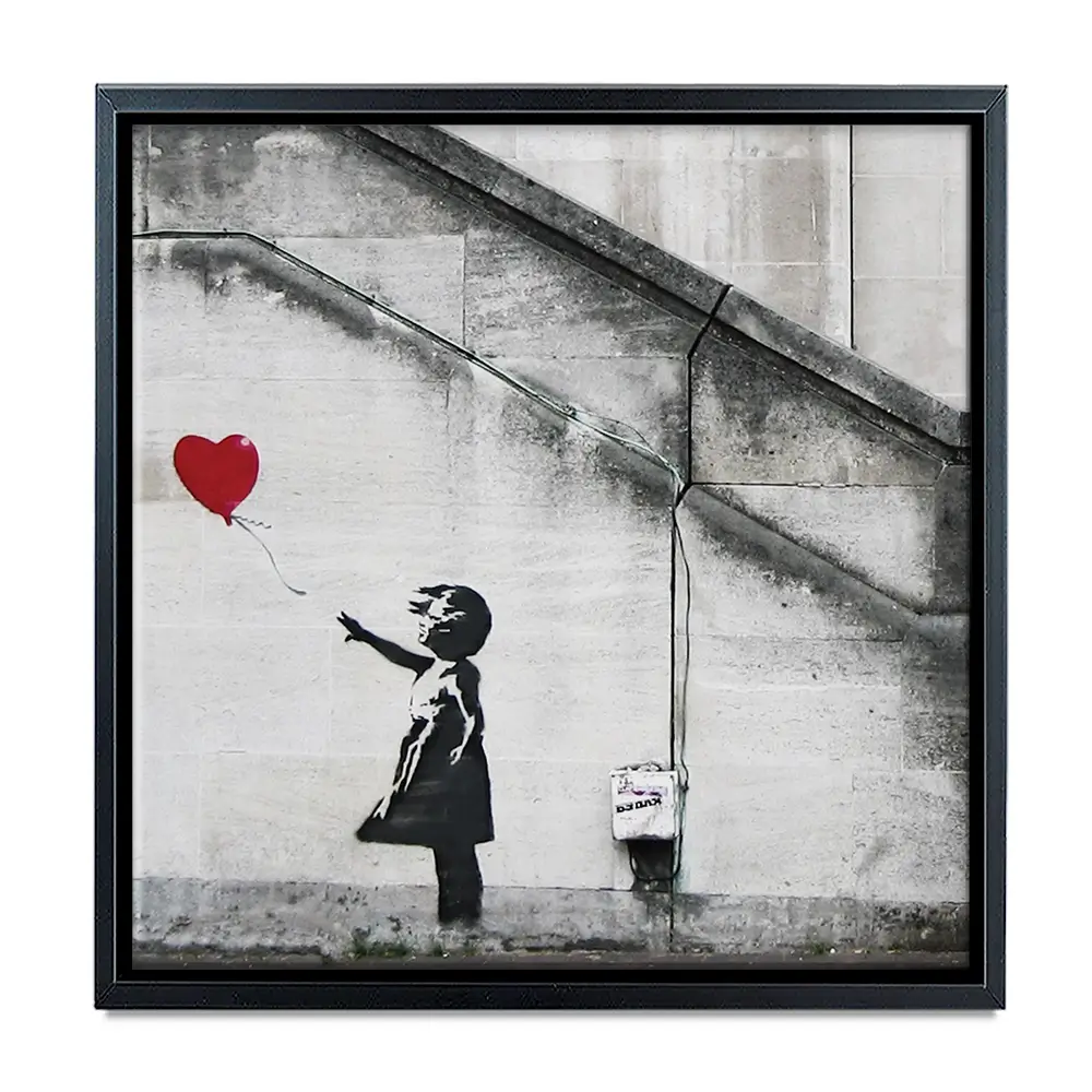 Girl And Heart Balloon Square Canvas Print Girl And Heart Balloon Square Canvas Print wall art product Banksy