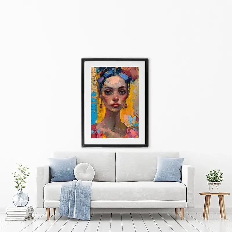 Girl With Colourful Hair Framed Art Print Girl With Colourful Hair Framed Art Print wall art product Elena Avanesova