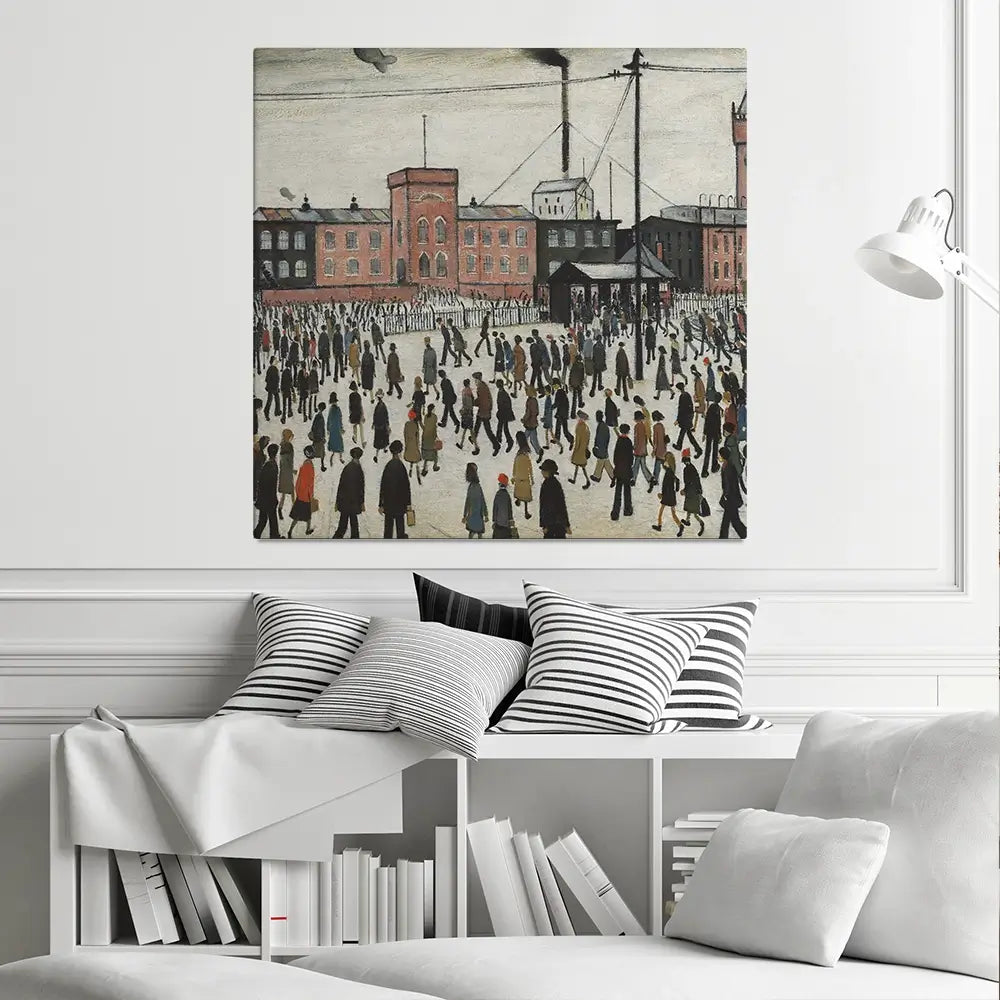 Going To Work Square Canvas Print Going To Work Square Canvas Print wall art product L.S.Lowry