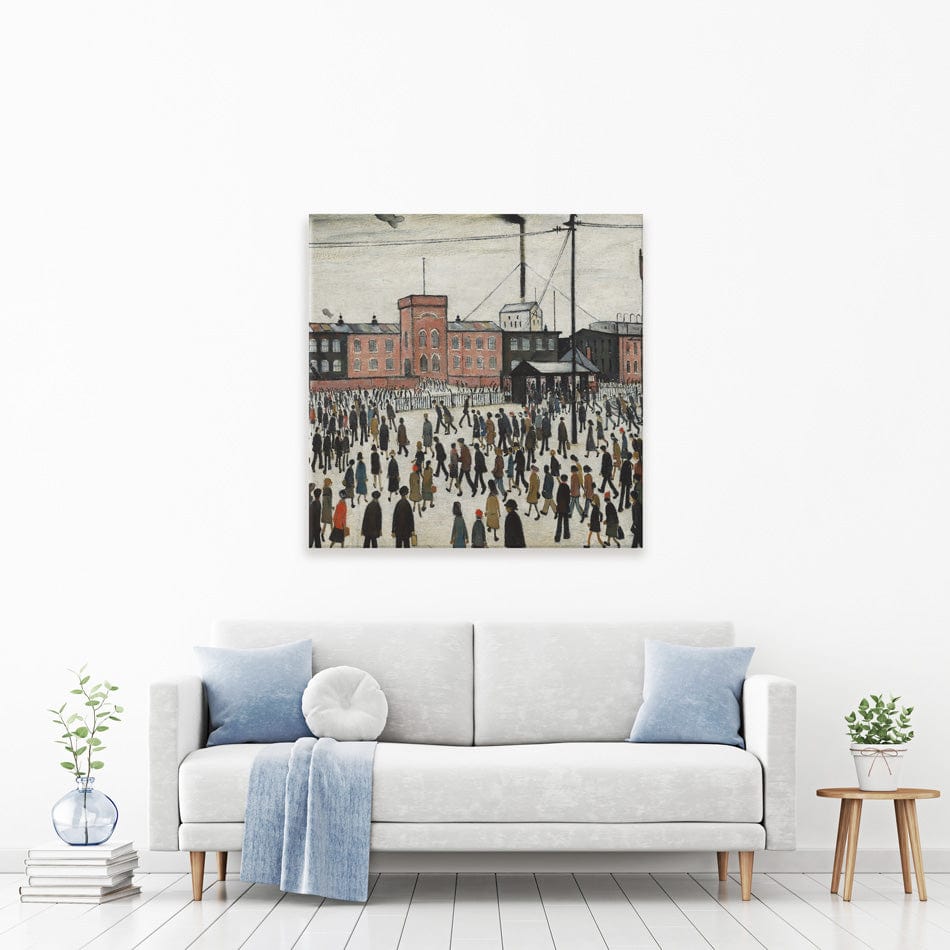 Going To Work Square Canvas Print wall art product L.S.Lowry