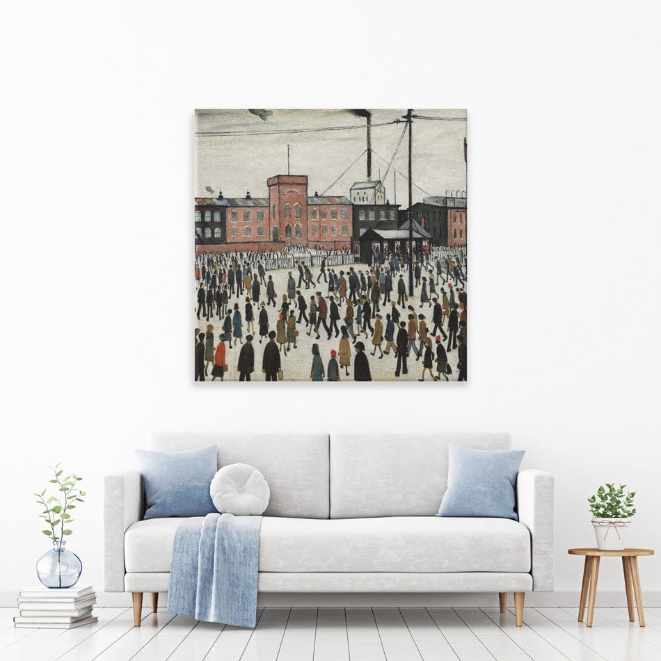 Going To Work Square Canvas Print wall art product L.S.Lowry