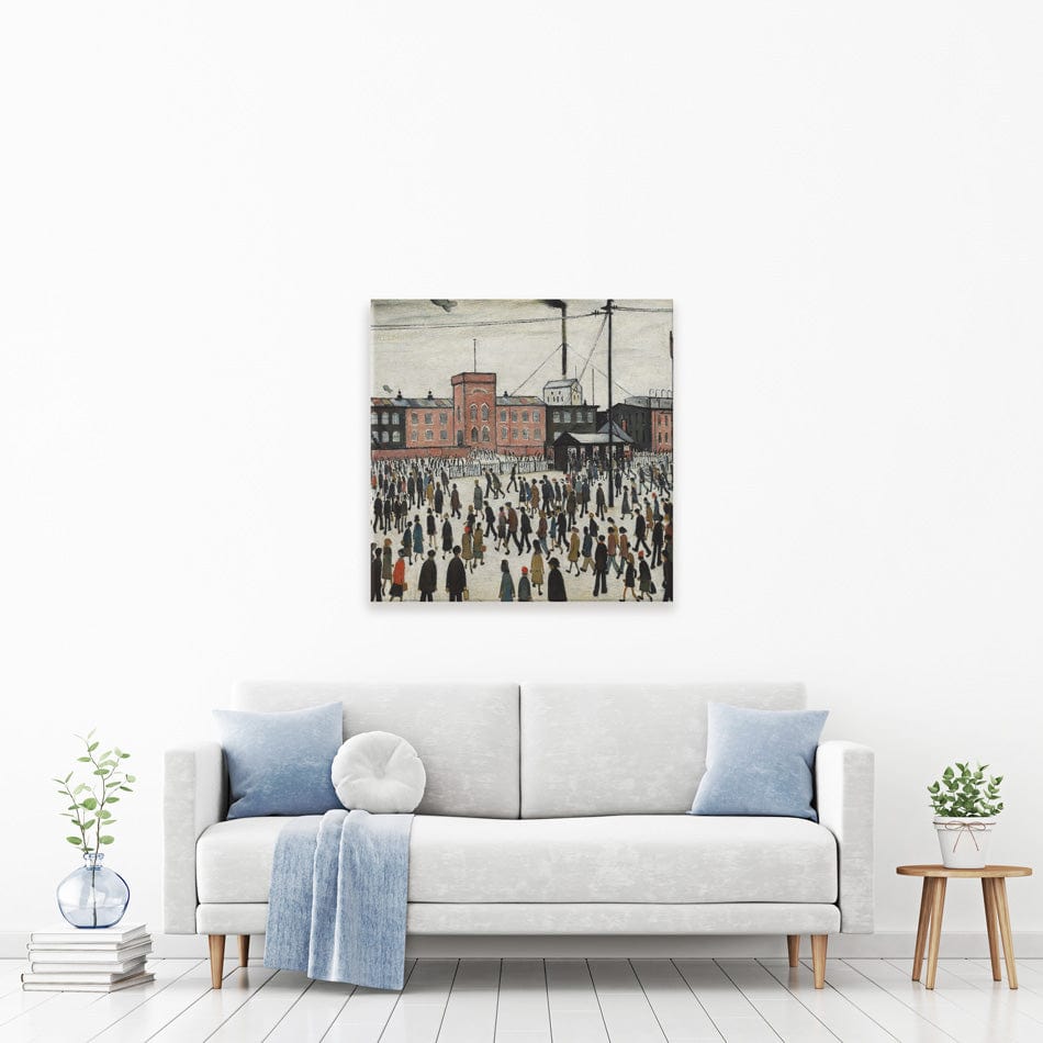 Going To Work Square Canvas Print wall art product L.S.Lowry