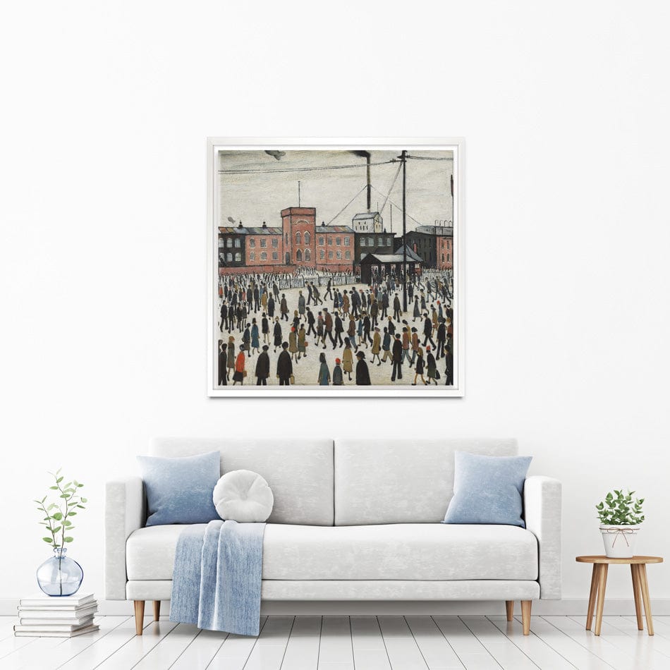 Going To Work Square Canvas Print wall art product L.S.Lowry