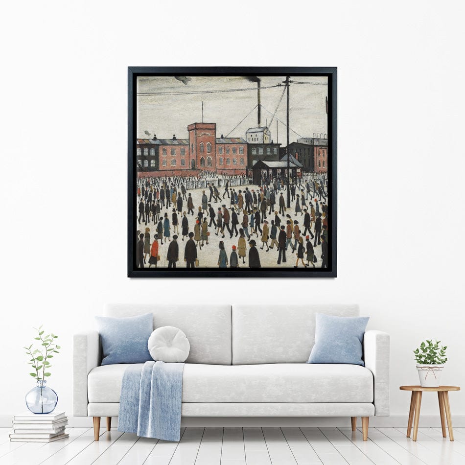 Going To Work Square Canvas Print wall art product L.S.Lowry