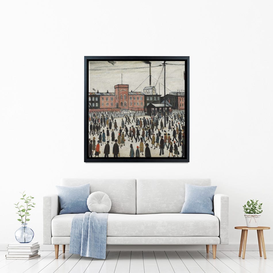 Going To Work Square Canvas Print wall art product L.S.Lowry
