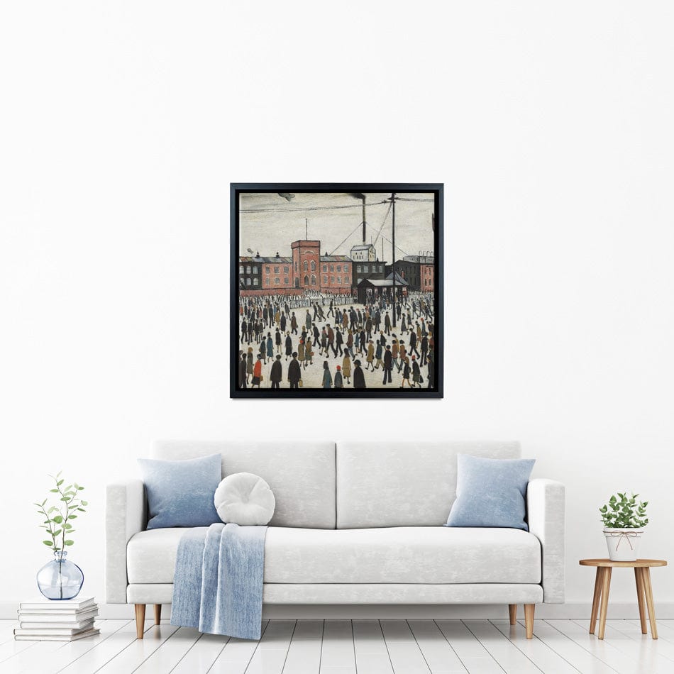 Going To Work Square Canvas Print wall art product L.S.Lowry