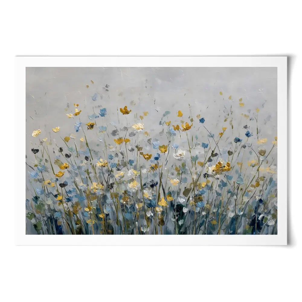 Gold And Blue Wildflowers 1 Art Print Gold And Blue Wildflowers 1 Art Print wall art product Petal Prints Design - Independent