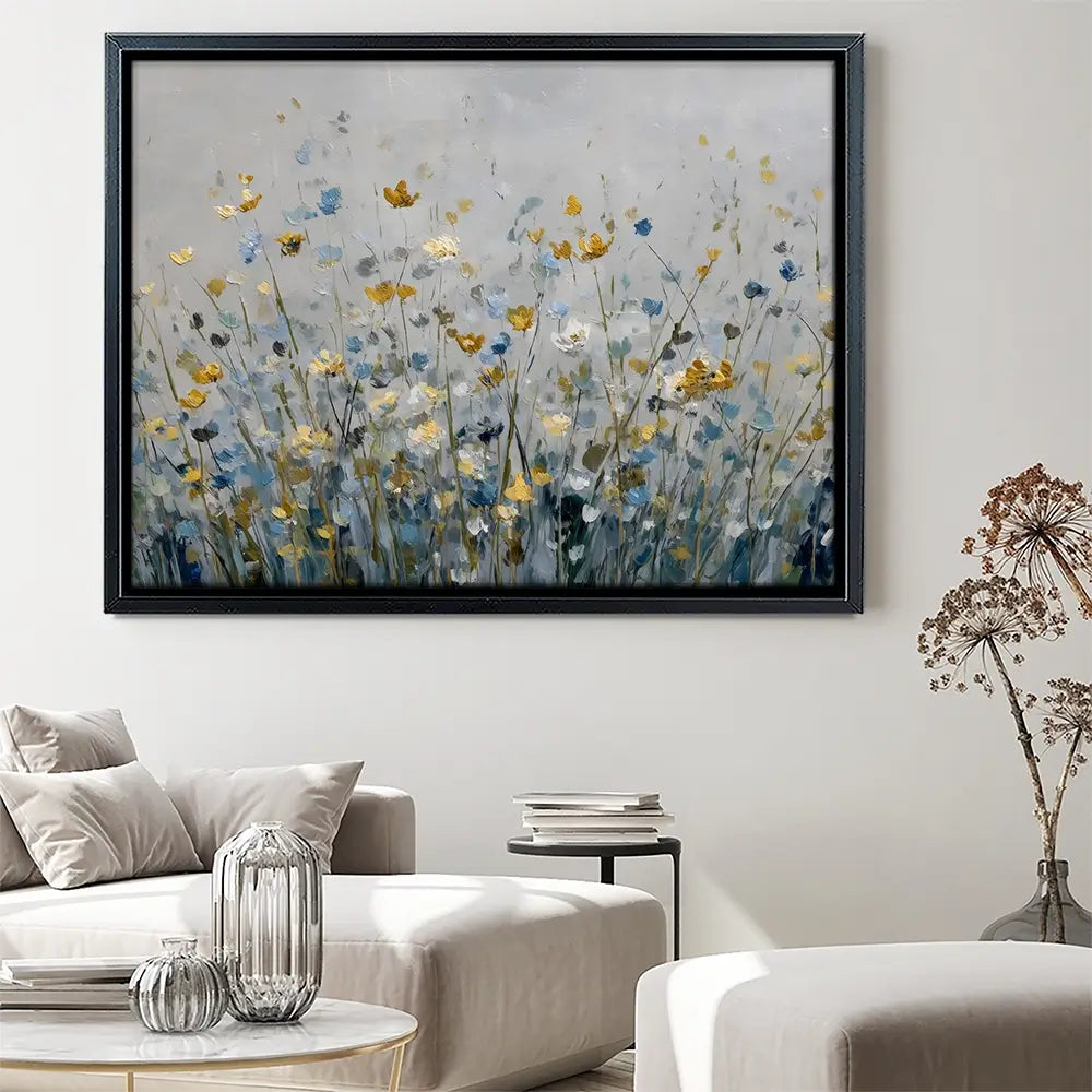 Gold And Blue Wildflowers 1 Canvas Print Gold And Blue Wildflowers 1 Canvas Print wall art product Petal Prints Design - Independent