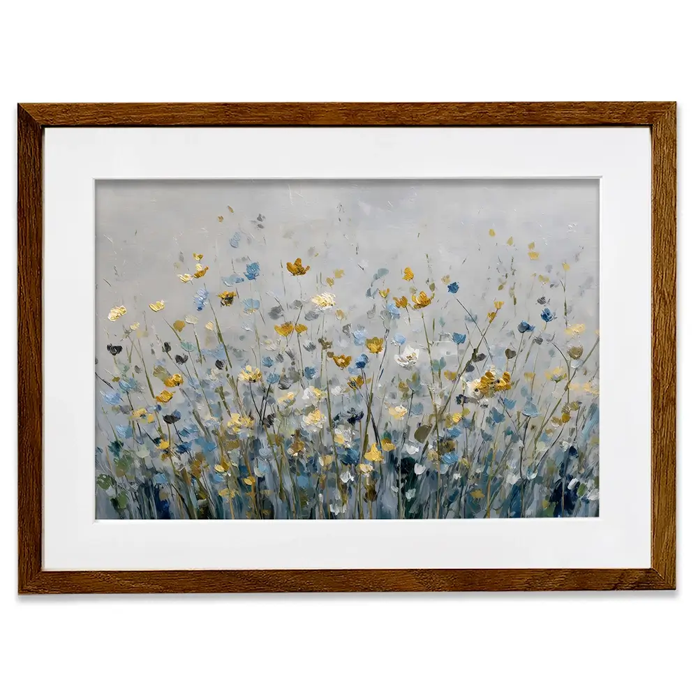 Gold And Blue Wildflowers 1 Framed Art Print Gold And Blue Wildflowers 1 Framed Art Print wall art product Petal Prints Design - Independent