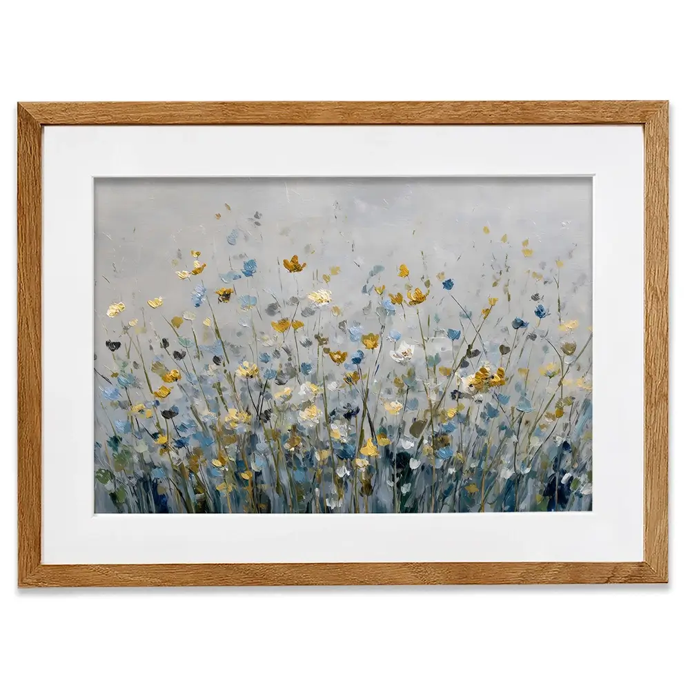 Gold And Blue Wildflowers 1 Framed Art Print Gold And Blue Wildflowers 1 Framed Art Print wall art product Petal Prints Design - Independent