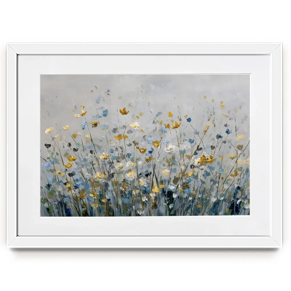 Gold And Blue Wildflowers 1 Framed Art Print Gold And Blue Wildflowers 1 Framed Art Print wall art product Petal Prints Design - Independent