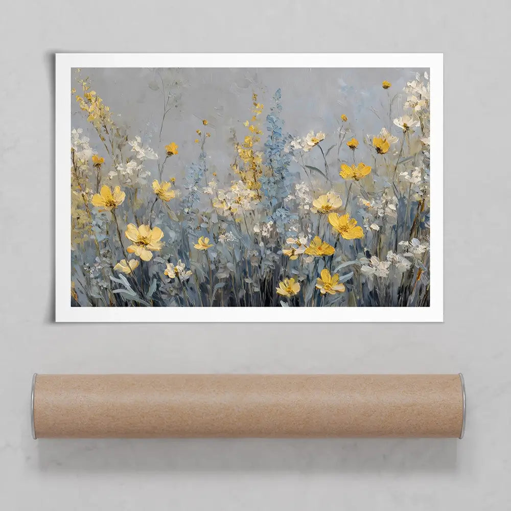 Gold And Blue Wildflowers 2 Art Print Gold And Blue Wildflowers 2 Art Print wall art product Petal Prints Design - Independent