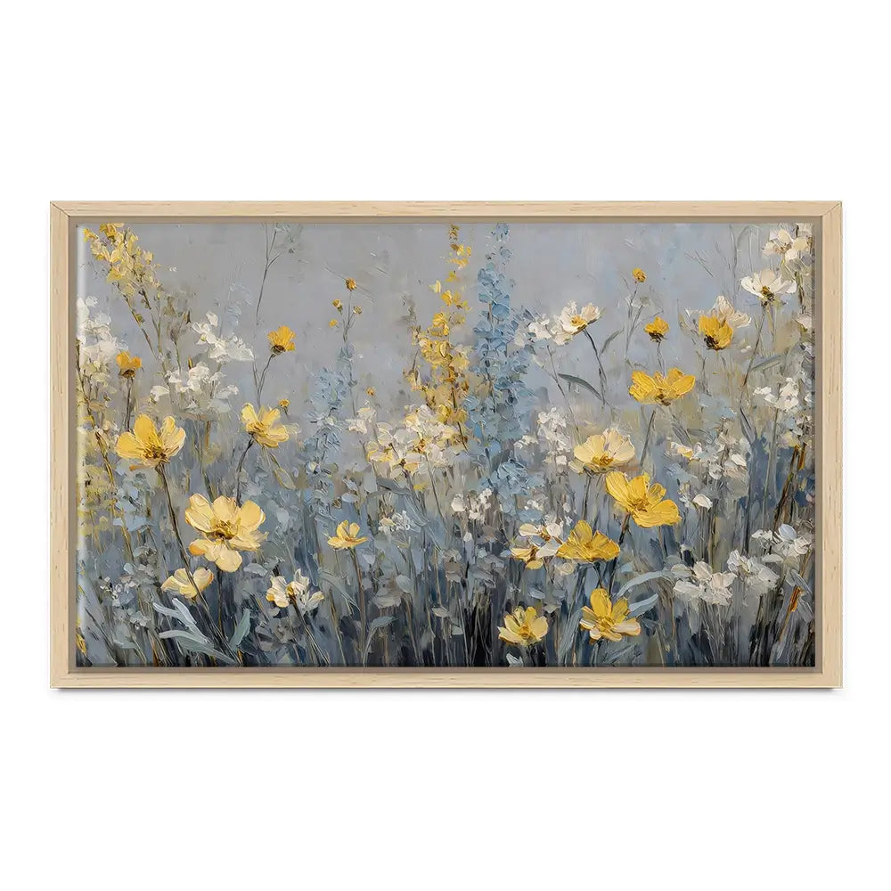 Gold And Blue Wildflowers 2 Canvas Print Gold And Blue Wildflowers 2 Canvas Print wall art product Petal Prints Design - Independent