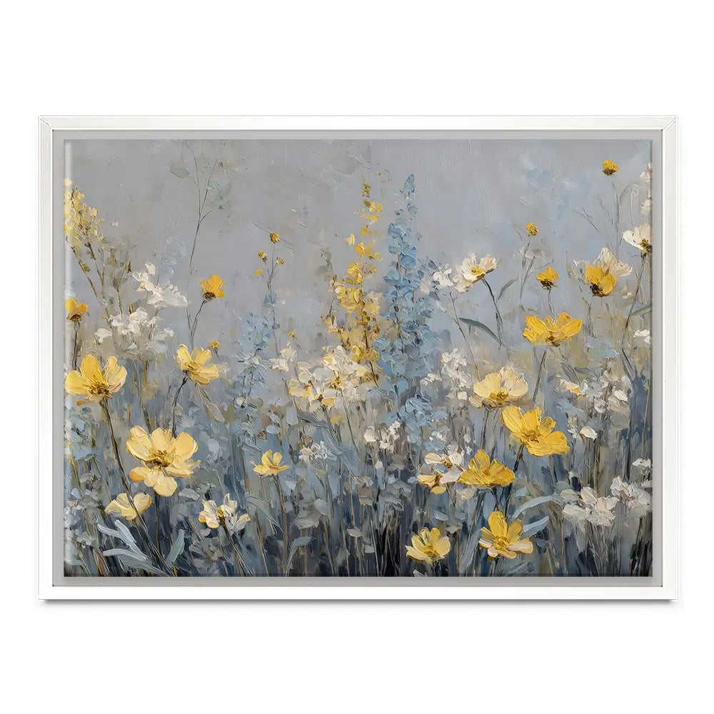 Gold And Blue Wildflowers 2 Canvas Print Gold And Blue Wildflowers 2 Canvas Print wall art product Petal Prints Design - Independent