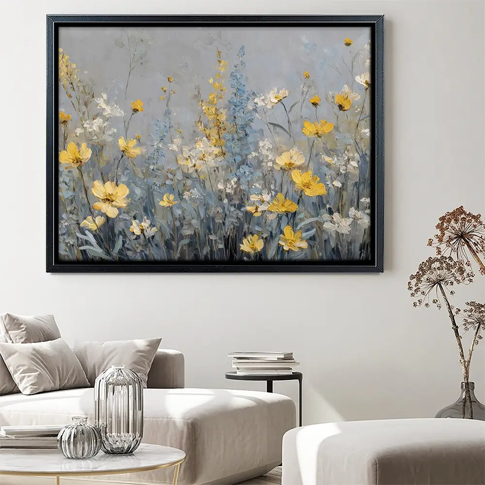 Gold And Blue Wildflowers 2 Canvas Print Gold And Blue Wildflowers 2 Canvas Print wall art product Petal Prints Design - Independent