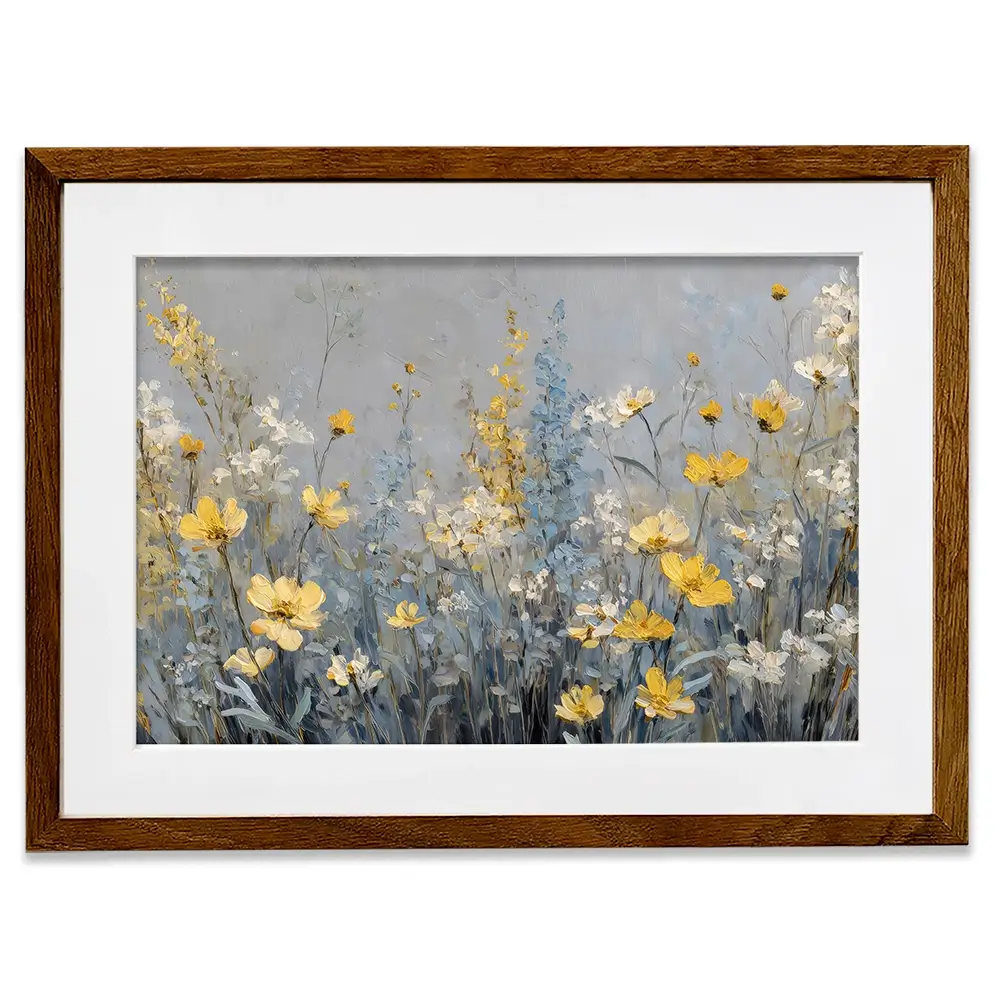 Gold And Blue Wildflowers 2 Framed Art Print Gold And Blue Wildflowers 2 Framed Art Print wall art product Petal Prints Design - Independent