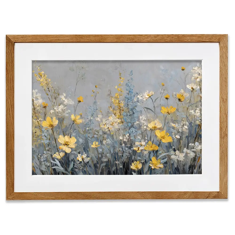 Gold And Blue Wildflowers 2 Framed Art Print Gold And Blue Wildflowers 2 Framed Art Print wall art product Petal Prints Design - Independent