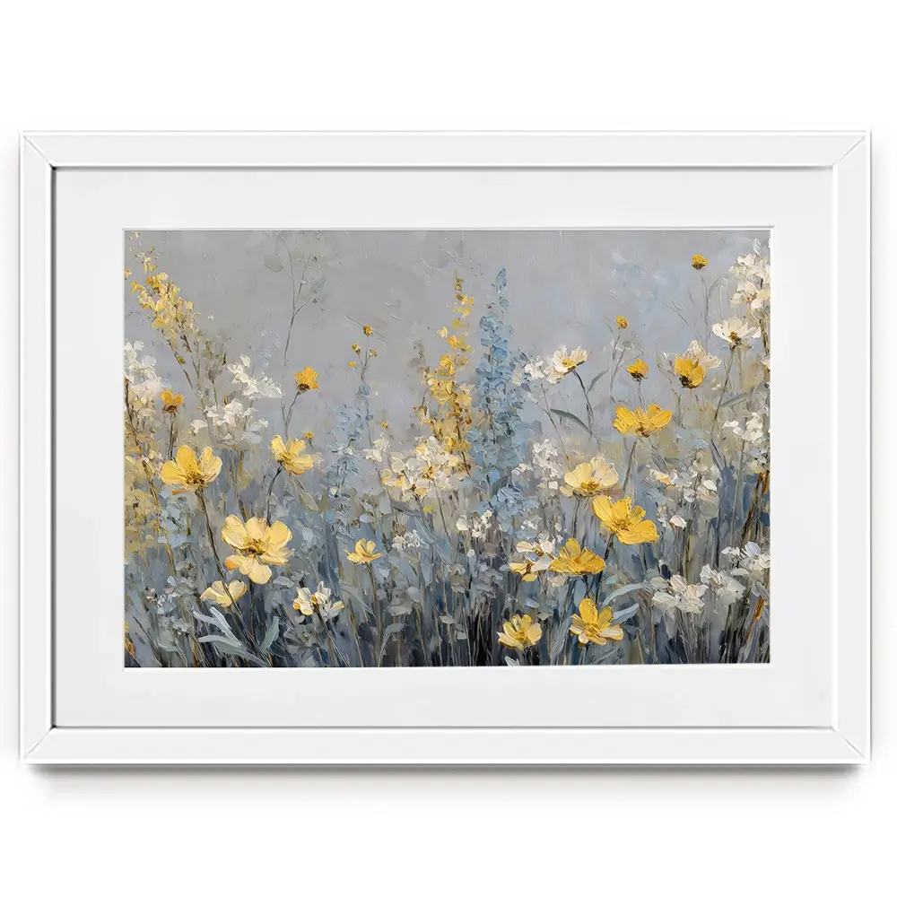 Gold And Blue Wildflowers 2 Framed Art Print Gold And Blue Wildflowers 2 Framed Art Print wall art product Petal Prints Design - Independent