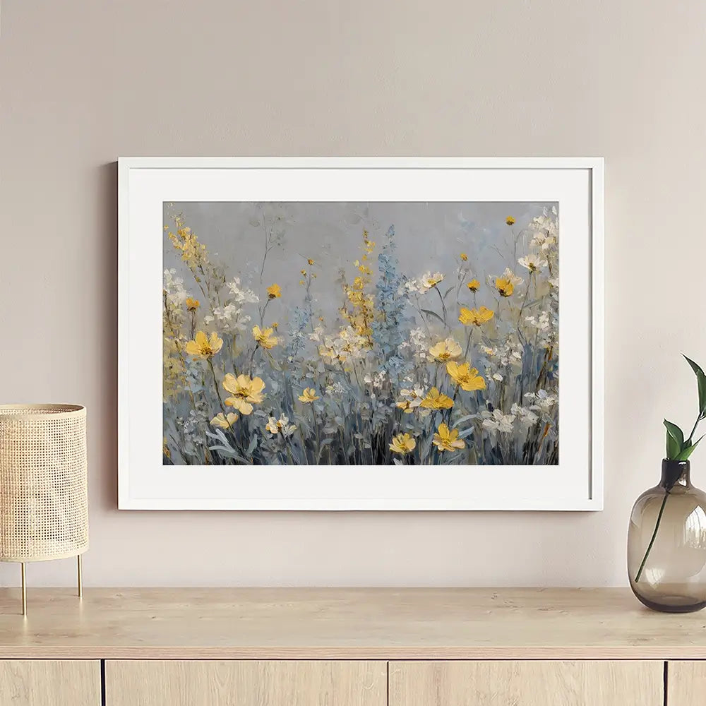 Gold And Blue Wildflowers 2 Framed Art Print Gold And Blue Wildflowers 2 Framed Art Print wall art product Petal Prints Design - Independent
