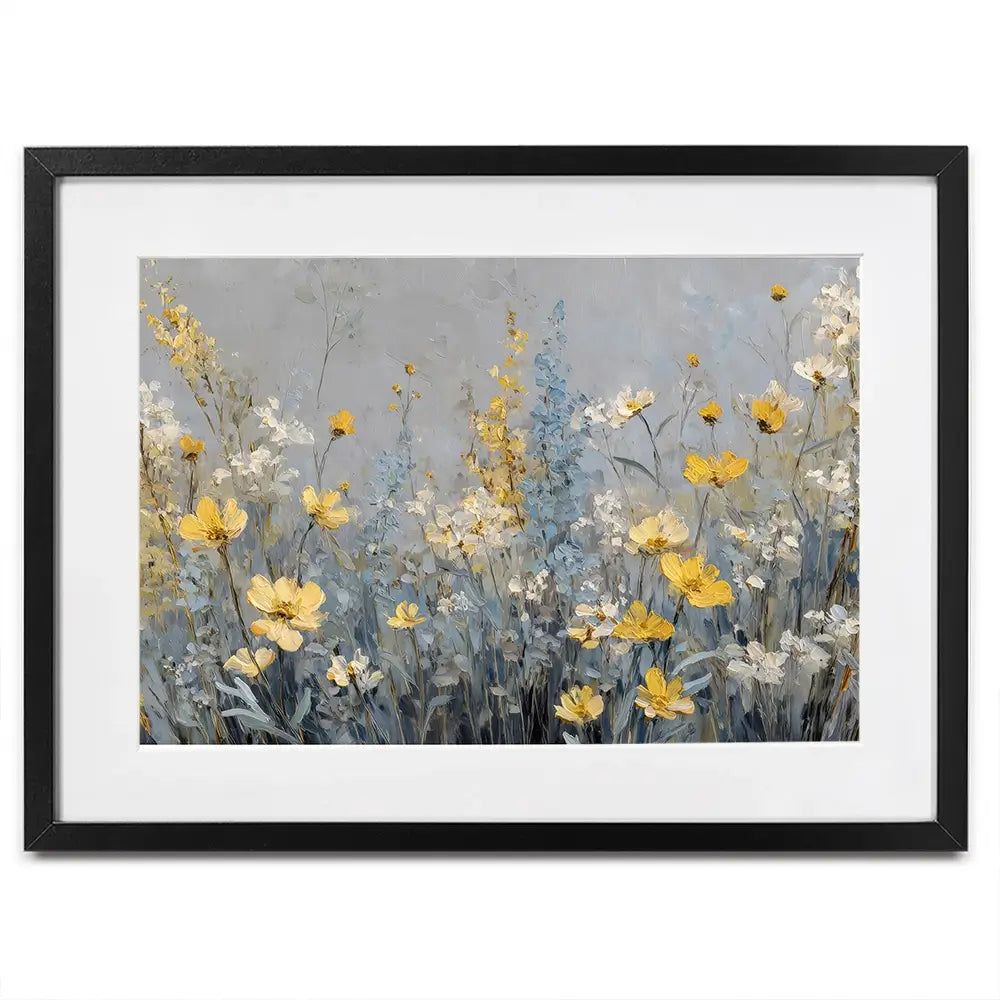 Gold And Blue Wildflowers 2 Framed Art Print Gold And Blue Wildflowers 2 Framed Art Print wall art product Petal Prints Design - Independent
