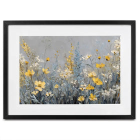 Gold And Blue Wildflowers 2 Framed Art Print Gold And Blue Wildflowers 2 Framed Art Print wall art product Petal Prints Design - Independent