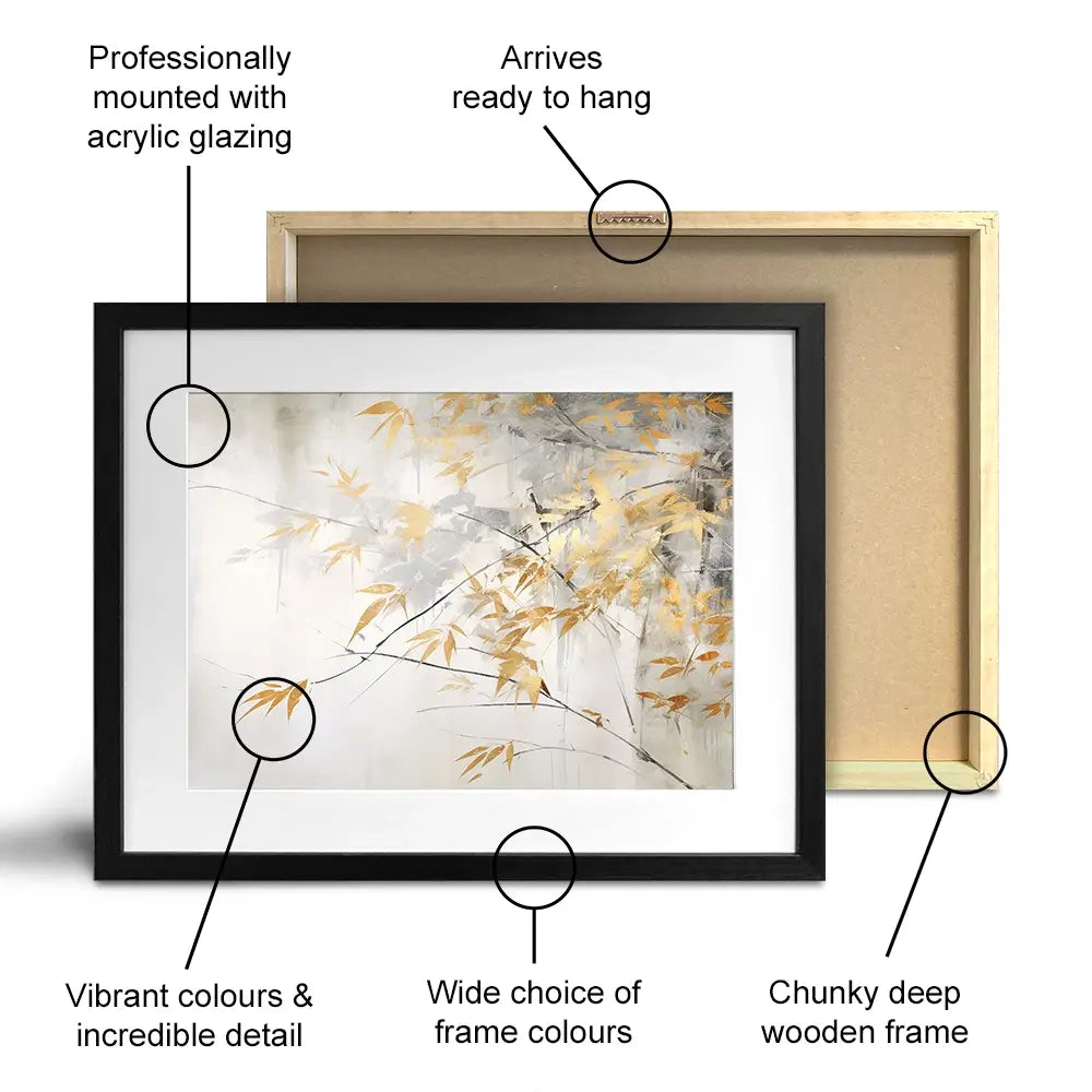 Gold Leaf Branches Framed Art Print Gold Leaf Branches Framed Art Print wall art product Art Print Shop