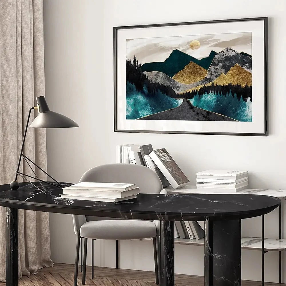 Gold Mountain Framed Art Print Gold Mountain Framed Art Print wall art product Svetlana Aleynikova